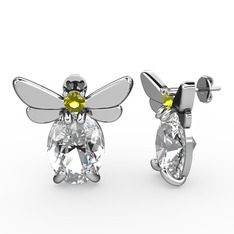 Elisa Kelebek Küpe - Swarovski ve peridot 8 ayar beyaz altın küpe #18e3k4u