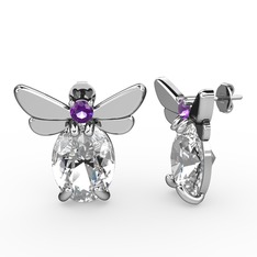 Swarovski ve ametist 925 ayar gümüş küpe
