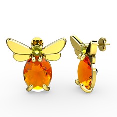 Elisa Kelebek Küpe - Sitrin ve peridot 18 ayar altın küpe #1bgxk0f