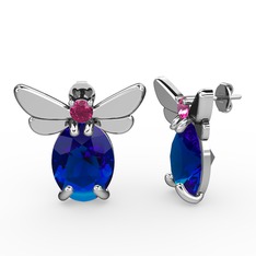 Lab safir ve rodolit garnet 925 ayar gümüş küpe