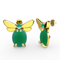 Elisa Kelebek Küpe - Kök zümrüt 925 ayar altın kaplama gümüş küpe #1dmr3tw