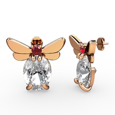 Swarovski ve garnet 18 ayar rose altın küpe