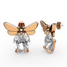 Elisa Kelebek Küpe - Beyaz zirkon ve dumanlı kuvars 925 ayar rose altın kaplama gümüş küpe #1h58k8l