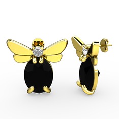 Elisa Kelebek Küpe - Siyah zirkon ve swarovski 8 ayar altın küpe #1hwbqfh
