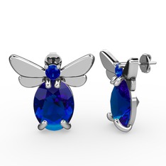 Elisa Kelebek Küpe - Lab safir 8 ayar beyaz altın küpe #1jd52pi