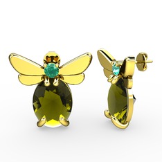 Elisa Kelebek Küpe - Peridot ve yeşil kuvars 18 ayar altın küpe #1kgfqe8