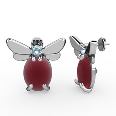 Elisa Kelebek Küpe - Kök yakut ve akuamarin 8 ayar beyaz altın küpe #1llvboc