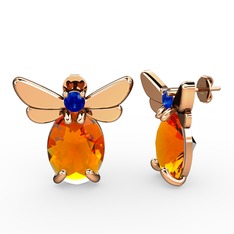 Elisa Kelebek Küpe - Sitrin ve lab safir 8 ayar rose altın küpe #1m7m7fp