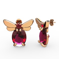 Rodolit garnet ve garnet 18 ayar rose altın küpe