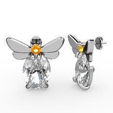 Swarovski ve sitrin 925 ayar gümüş küpe