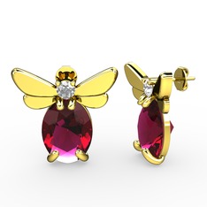 Elisa Kelebek Küpe - Rodolit garnet ve swarovski 925 ayar altın kaplama gümüş küpe #1qadjop