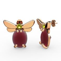 Elisa Kelebek Küpe - Kök yakut ve peridot 8 ayar rose altın küpe #1uvpxn3