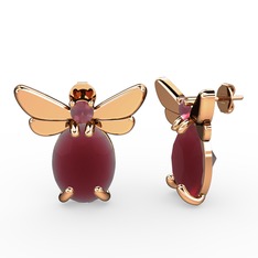 Elisa Kelebek Küpe - Kök yakut 18 ayar rose altın küpe #1x1crr3