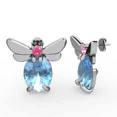 Elisa Kelebek Küpe - Akuamarin ve pembe kuvars 925 ayar gümüş küpe #1xujhq9