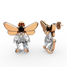 Elisa Kelebek Küpe - Swarovski ve siyah zirkon 8 ayar rose altın küpe #2nov4l
