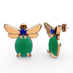 Elisa Kelebek Küpe - Kök zümrüt ve lab safir 925 ayar rose altın kaplama gümüş küpe #52m1hl