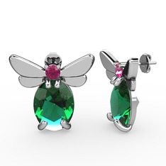 Yeşil kuvars ve rodolit garnet 925 ayar gümüş küpe