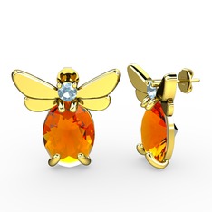 Elisa Kelebek Küpe - Sitrin ve akuamarin 18 ayar altın küpe #atyyxc