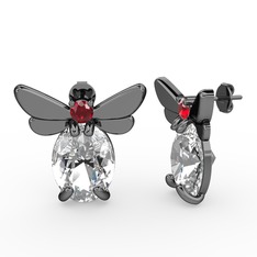 Elisa Kelebek Küpe - Swarovski ve garnet 925 ayar siyah rodyum kaplama gümüş küpe #djcwrg