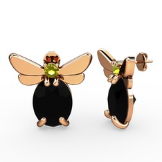 Elisa Kelebek Küpe - Siyah zirkon ve peridot 925 ayar rose altın kaplama gümüş küpe #e10xwj