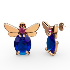 Elisa Kelebek Küpe - Lab safir ve rodolit garnet 925 ayar rose altın kaplama gümüş küpe #i2mv7g