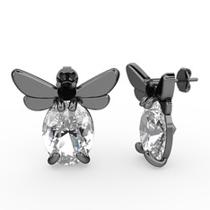 Elisa Kelebek Küpe - Beyaz zirkon ve siyah zirkon 925 ayar siyah rodyum kaplama gümüş küpe #iwlmom