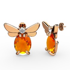Elisa Kelebek Küpe - Sitrin ve swarovski 925 ayar rose altın kaplama gümüş küpe #jc2y2h