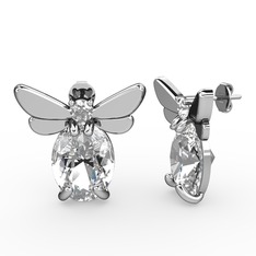 Elisa Kelebek Küpe - Swarovski ve beyaz zirkon 14 ayar beyaz altın küpe #k1neo5