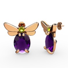 Elisa Kelebek Küpe - Ametist ve peridot 8 ayar rose altın küpe #mywcao