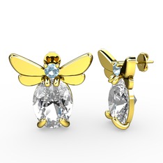 Elisa Kelebek Küpe - Swarovski ve akuamarin 925 ayar altın kaplama gümüş küpe #no4hub