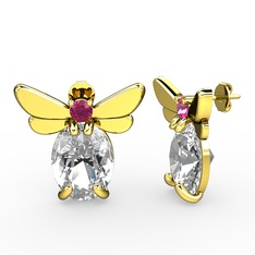 Elisa Kelebek Küpe - Swarovski ve rodolit garnet 18 ayar altın küpe #rzqaon