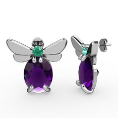 Elisa Kelebek Küpe - Ametist ve yeşil kuvars 925 ayar gümüş küpe #sqz68t