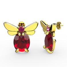 Elisa Kelebek Küpe - Garnet ve rodolit garnet 18 ayar altın küpe #ubgtgs