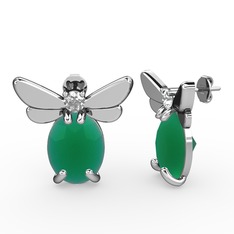 Kök zümrüt ve swarovski 925 ayar gümüş küpe