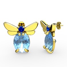 Elisa Kelebek Küpe - Akuamarin ve lab safir 925 ayar altın kaplama gümüş küpe #whmy6r