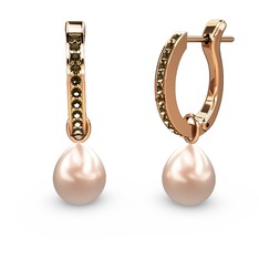 Melinda İnci Küpe - Dumanlı kuvars ve pembe inci 8 ayar rose altın küpe #1dojg9g