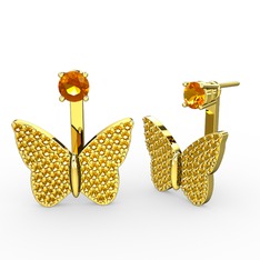 Mesa Kelebek Küpe - Sitrin 8 ayar altın küpe #15y1ova