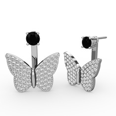Mesa Kelebek Küpe - Siyah zirkon ve swarovski 18 ayar beyaz altın küpe #17jhrxd