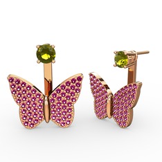 Mesa Kelebek Küpe - Peridot ve rodolit garnet 14 ayar rose altın küpe #1jbyxfi