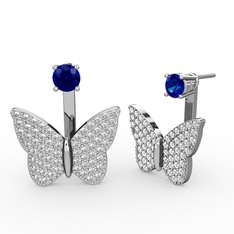 Mesa Kelebek Küpe - Lab safir ve beyaz zirkon 14 ayar beyaz altın küpe #1q8je4x