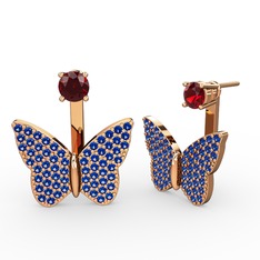 Mesa Kelebek Küpe - Garnet ve lab safir 8 ayar rose altın küpe #1qf9ycg