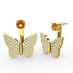 Mesa Kelebek Küpe - Sitrin ve pırlanta 8 ayar altın küpe (1.104 karat) #1txh9v0