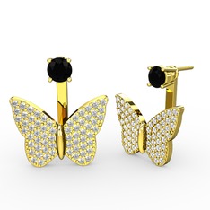 Mesa Kelebek Küpe - Siyah zirkon ve pırlanta 18 ayar altın küpe (1.104 karat) #1vv4t8d