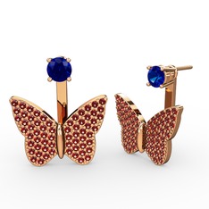 Lab safir ve garnet 8 ayar rose altın küpe