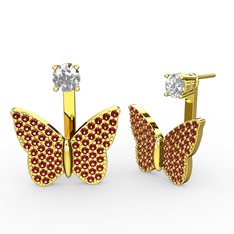 Swarovski ve garnet 925 ayar altın kaplama gümüş küpe