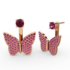 Mesa Kelebek Küpe - Rodolit garnet 18 ayar rose altın küpe #5nbvdy