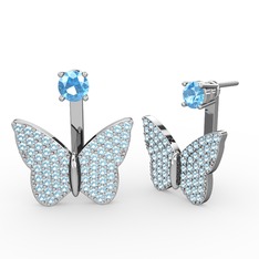 Mesa Kelebek Küpe - Akuamarin 18 ayar beyaz altın küpe #7wwgnv