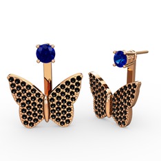 Mesa Kelebek Küpe - Lab safir ve siyah zirkon 8 ayar rose altın küpe #8o1ts4