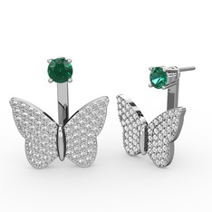 Yeşil kuvars ve swarovski 8 ayar beyaz altın küpe