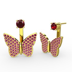 Mesa Kelebek Küpe - Garnet ve rodolit garnet 14 ayar altın küpe #bbyljj